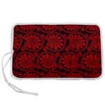 Red Floral Pattern Floral Greek Ornaments Pen Storage Case (L)