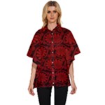Red Floral Pattern Floral Greek Ornaments Women s Batwing Button Up Shirt