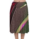 Flower Patterns Pattern Beige Green Velvet Flared Midi Skirt