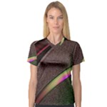 Circle Colorful Shine Line Pattern Geometric V-Neck Sport Mesh T-Shirt