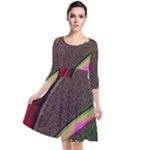 Circle Colorful Shine Line Pattern Geometric Quarter Sleeve Waist Band Dress