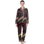 Circle Colorful Shine Line Pattern Geometric Women s Long Sleeve Satin Pajamas Set	