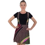 Circle Colorful Shine Line Pattern Geometric Velvet Suspender Skater Skirt