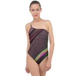 Circle Colorful Shine Line Pattern Geometric Classic One Shoulder Swimsuit
