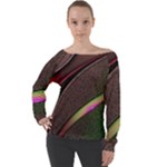Circle Colorful Shine Line Pattern Geometric Off Shoulder Long Sleeve Velour Top