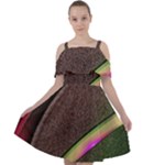 Circle Colorful Shine Line Pattern Geometric Cut Out Shoulders Chiffon Dress