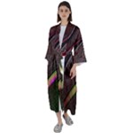 Circle Colorful Shine Line Pattern Geometric Maxi Satin Kimono