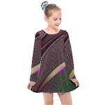 Pattern Texture Leaves Kids  Long Sleeve Dress