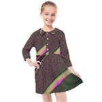 Pattern Texture Leaves Kids  Quarter Sleeve Shirt Dress
