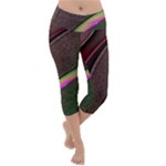 Pattern Texture Leaves Lightweight Velour Capri Yoga Leggings