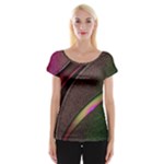 Texture Abstract Curve  Pattern Red Cap Sleeve Top