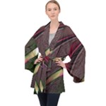Pattern Texture Leaves Long Sleeve Velvet Kimono 