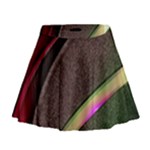 Texture Abstract Curve  Pattern Red Mini Flare Skirt