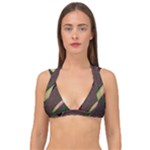 Pattern Texture Leaves Double Strap Halter Bikini Top