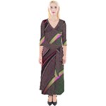 Texture Abstract Curve  Pattern Red Quarter Sleeve Wrap Maxi Dress