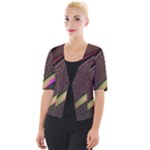 Texture Abstract Curve  Pattern Red Cropped Button Cardigan
