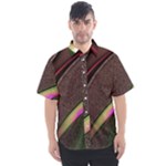Texture Abstract Curve  Pattern Red Men s Short Sleeve Shirt