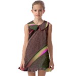 Pattern Texture Leaves Kids  Pilgrim Collar Ruffle Hem Dress