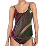 Texture Abstract Curve  Pattern Red Tankini Set