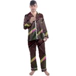 Texture Abstract Curve  Pattern Red Men s Long Sleeve Satin Pajamas Set