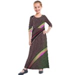 Texture Abstract Curve  Pattern Red Kids  Quarter Sleeve Maxi Dress