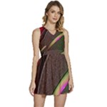 Pattern Texture Leaves Sleeveless High Waist Mini Dress