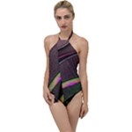Texture Abstract Curve  Pattern Red Go with the Flow One Piece Swimsuit