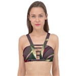Texture Abstract Curve  Pattern Red Cage Up Bikini Top
