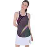 Texture Abstract Curve  Pattern Red Racer Back Mesh Tank Top