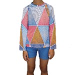 Texture With Triangles Kids  Long Sleeve Swimwear