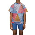 Texture With Triangles Kids  Short Sleeve Swimwear