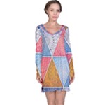 Texture With Triangles Long Sleeve Nightdress