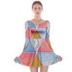Texture With Triangles Long Sleeve Skater Dress