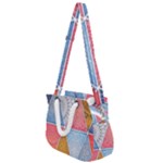 Texture With Triangles Rope Handles Shoulder Strap Bag