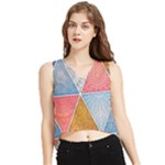 Texture With Triangles V-Neck Cropped Tank Top