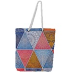Texture With Triangles Full Print Rope Handle Tote (Large)