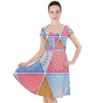 Texture With Triangles Cap Sleeve Midi Dress