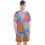 Texture With Triangles Men s Mesh T-Shirt and Shorts Set