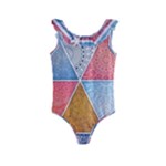 Texture With Triangles Kids  Frill Swimsuit