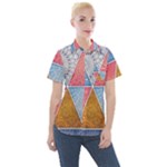 Texture With Triangles Women s Short Sleeve Pocket Shirt