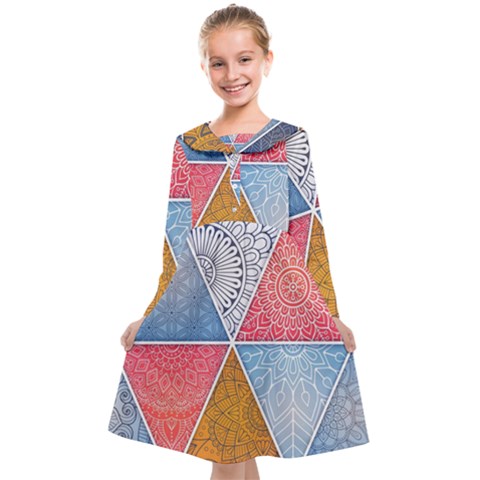Texture With Triangles Kids  Midi Sailor Dress from UrbanLoad.com