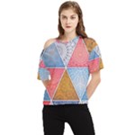 Texture With Triangles One Shoulder Cut Out T-Shirt