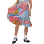 Texture With Triangles Kids  Ruffle Flared Wrap Midi Skirt