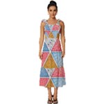 Texture With Triangles Tie-Strap Tiered Midi Chiffon Dress