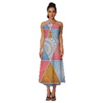 Texture With Triangles Sleeveless Cross Front Cocktail Midi Chiffon Dress
