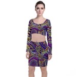 Violet Paisley Background, Paisley Patterns, Floral Patterns Top and Skirt Sets