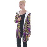 Violet Paisley Background, Paisley Patterns, Floral Patterns Longline Hooded Cardigan
