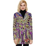 Violet Paisley Background, Paisley Patterns, Floral Patterns Button Up Hooded Coat 
