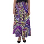 Violet Paisley Background, Paisley Patterns, Floral Patterns Flared Maxi Skirt