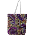 Violet Paisley Background, Paisley Patterns, Floral Patterns Full Print Rope Handle Tote (Large)